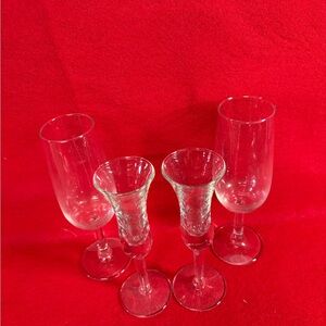 Elegant Clear Glassware Set/vintage holmegaard aperitif cordial glass 2 flutes